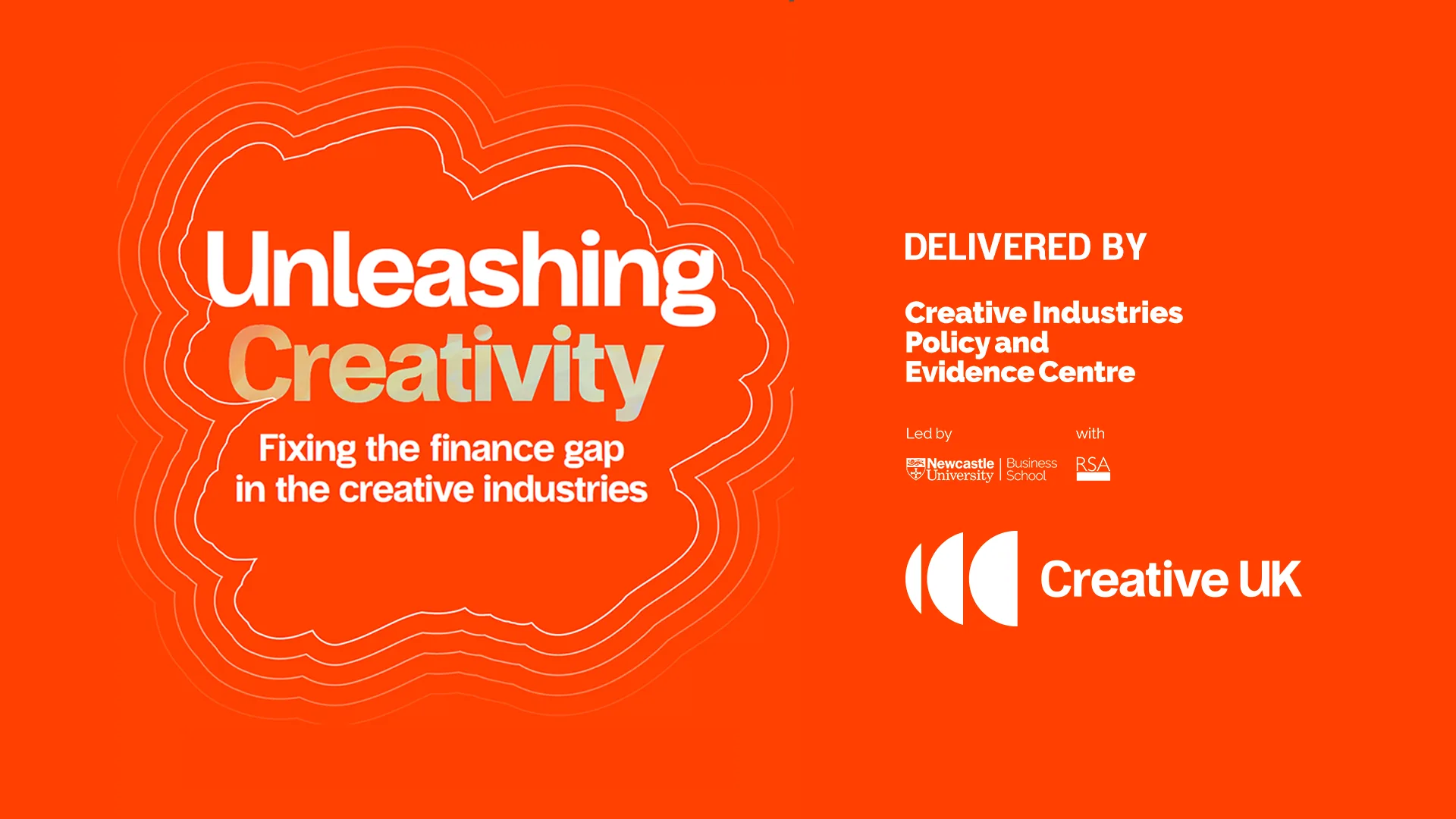 Creativity Unleashed Orange graphic with Creative PEC and Creative UK logos